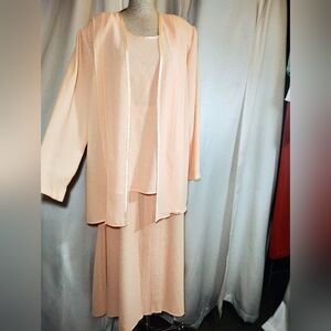 3 pc:3K Fashion Skirt Set: Midi Skirt+Jacket+ Tank Top, Vintage,Peach,(like a16)